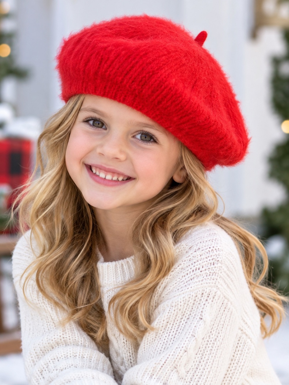 Misha & Puff Red Alpaca Beret